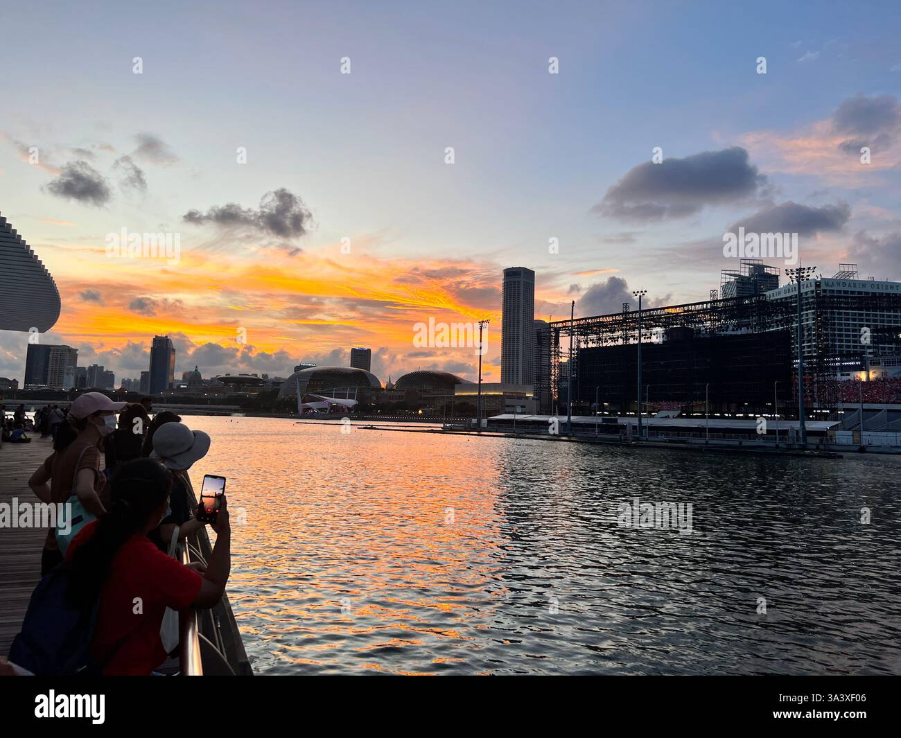 Singapore, Marina Bay, the skycrapers of the business district - Smartphone Captured Stock Image