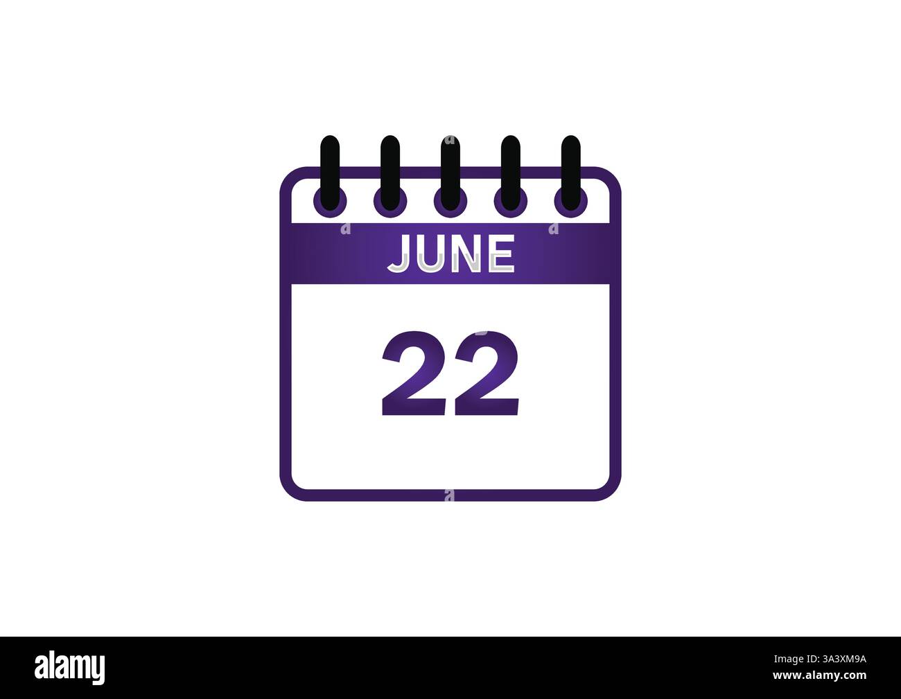 June 22 Calendar Icon Purple Date Illustration Stock Vector Image