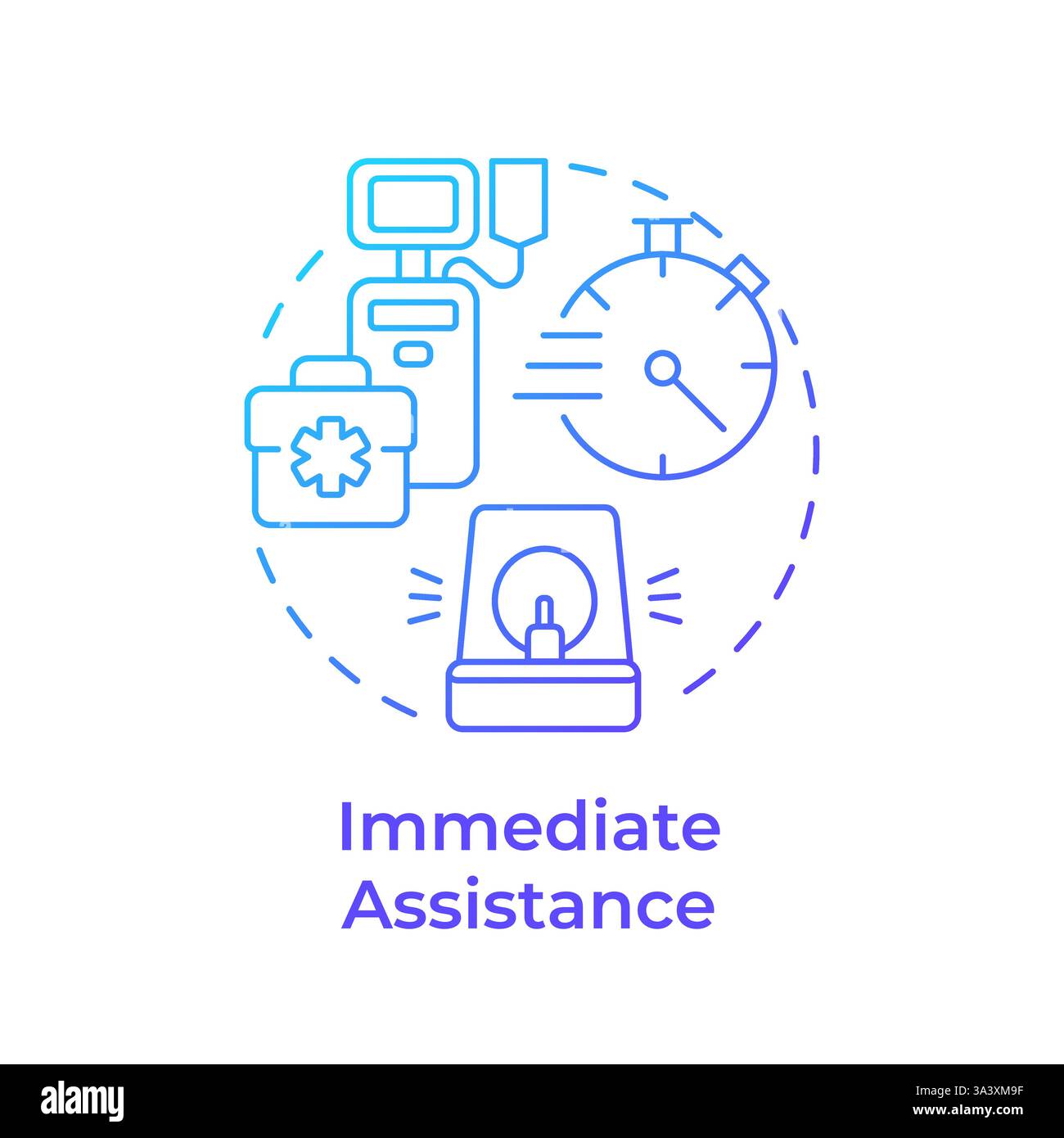 Immediate assistance blue gradient concept icon Stock Vector