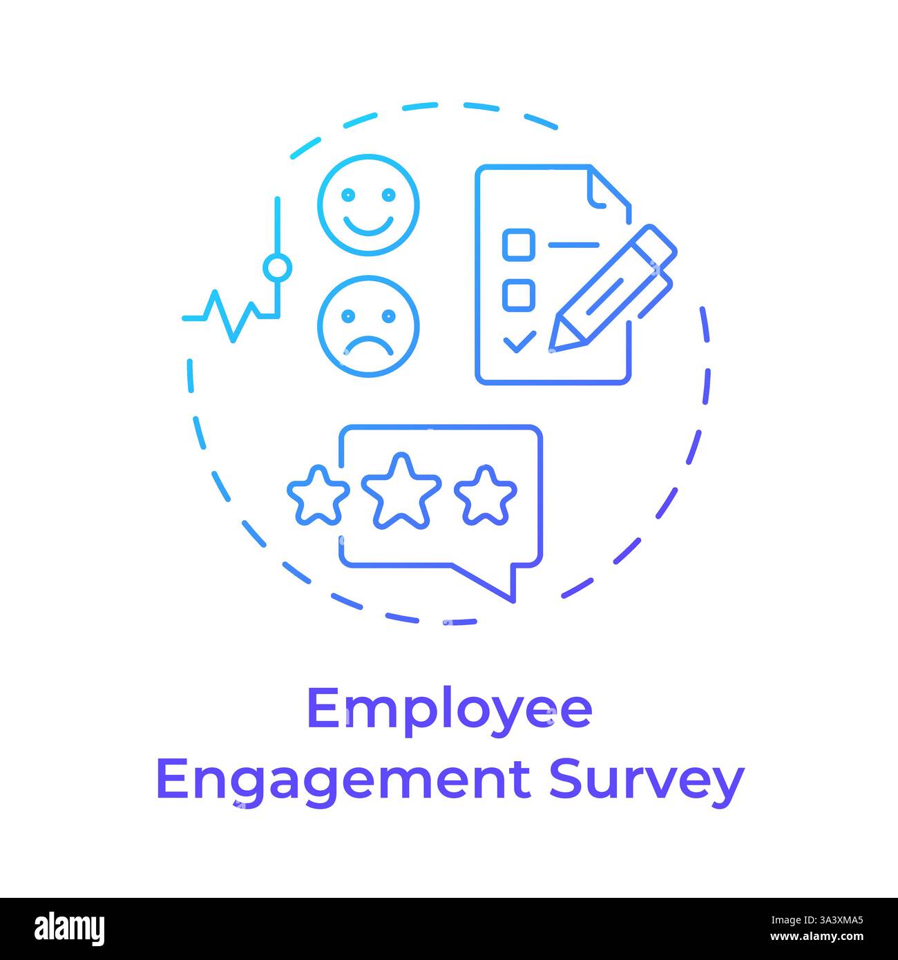 Employee engagement survey blue gradient concept icon Stock Vector
