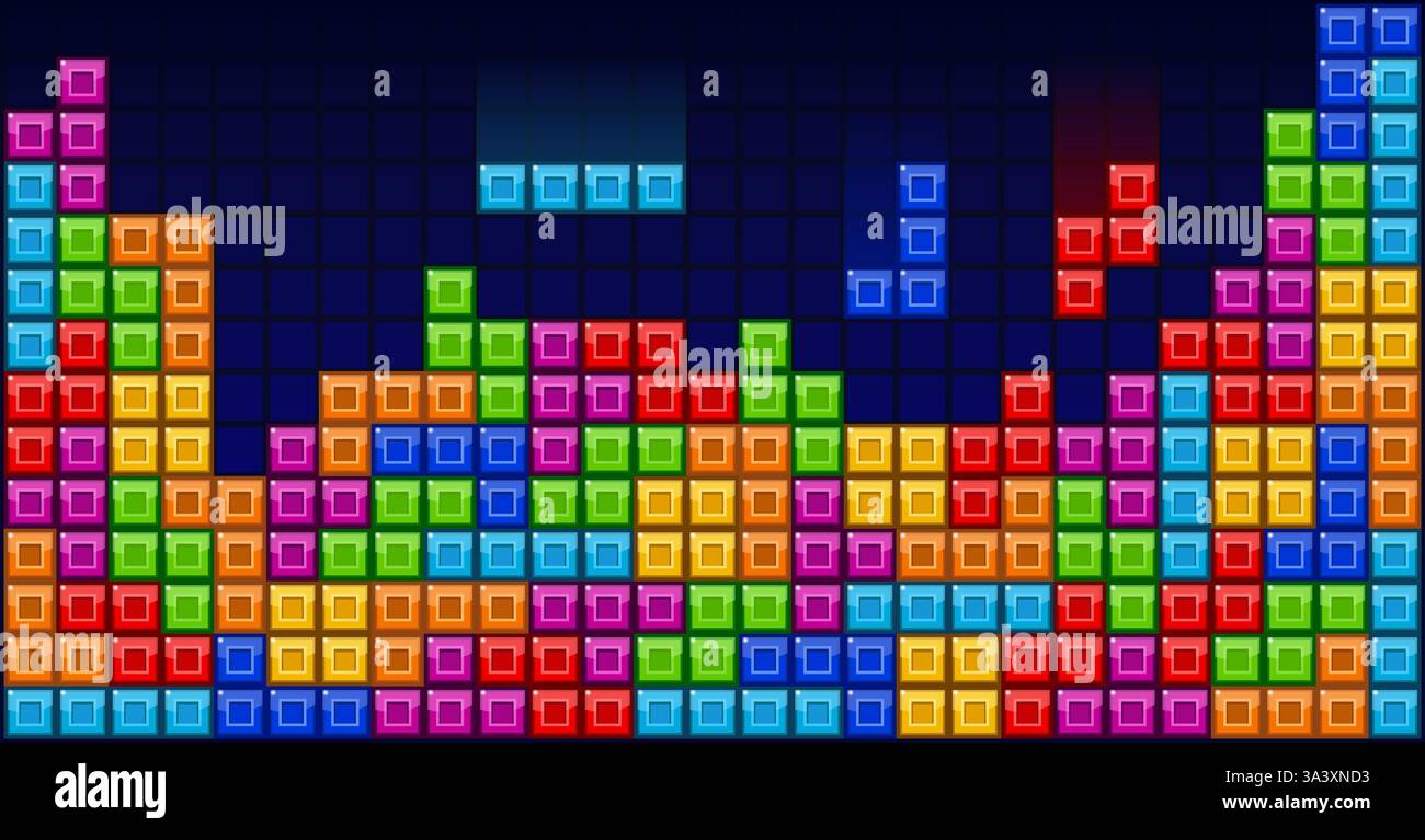 Brick blocks puzzle videogame theme vector background Stock Vector