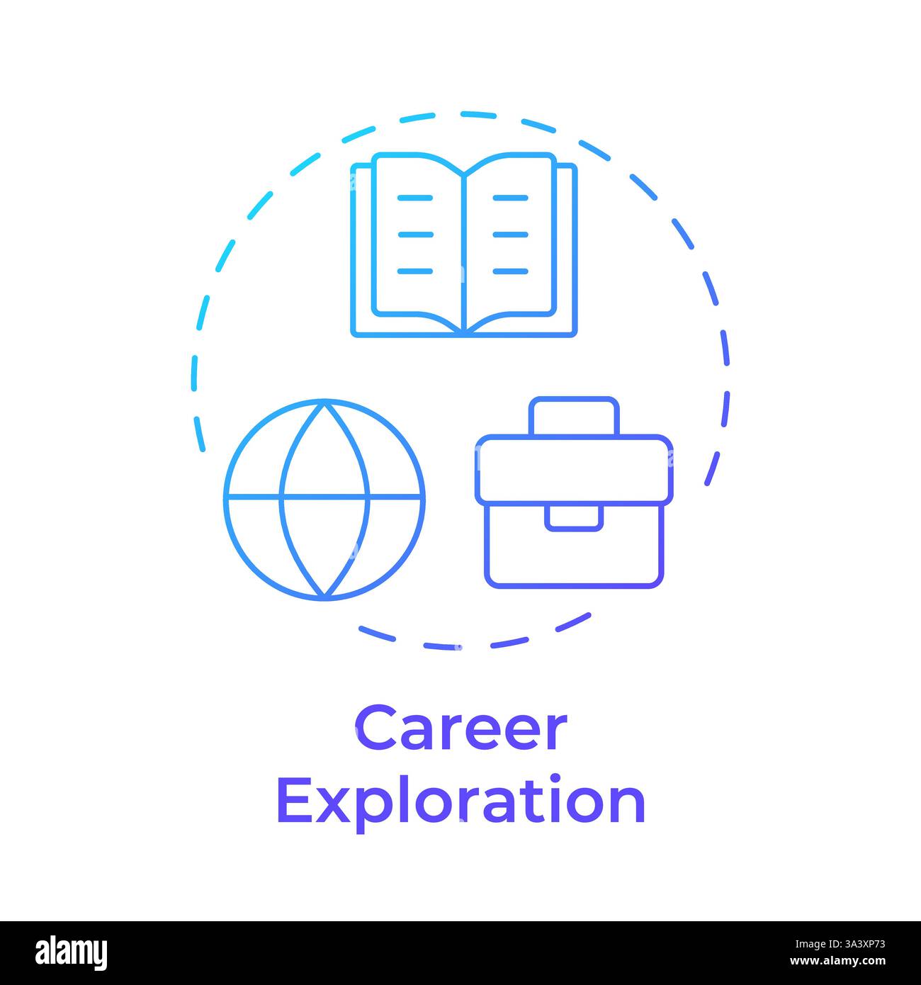 Career exploration blue gradient concept icon Stock Vector