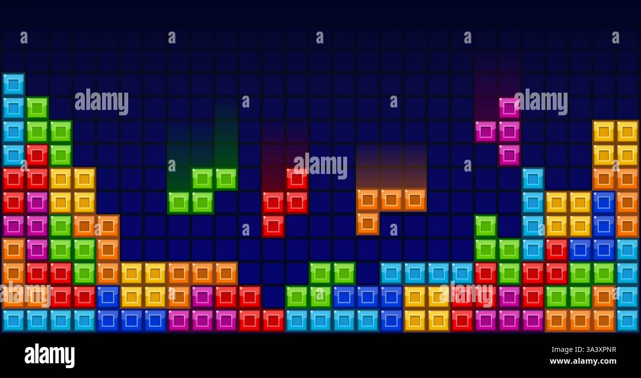 Brick blocks puzzle videogame theme vector background Stock Vector