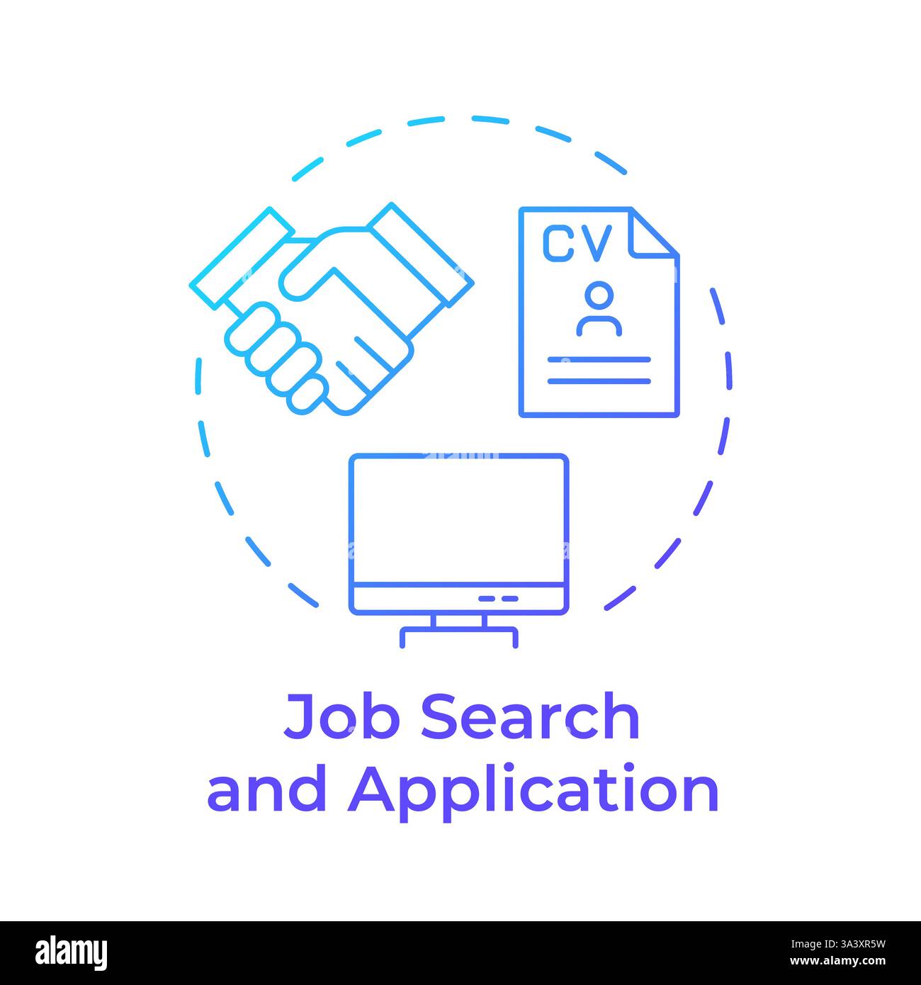 Job search and application blue gradient concept icon Stock Vector