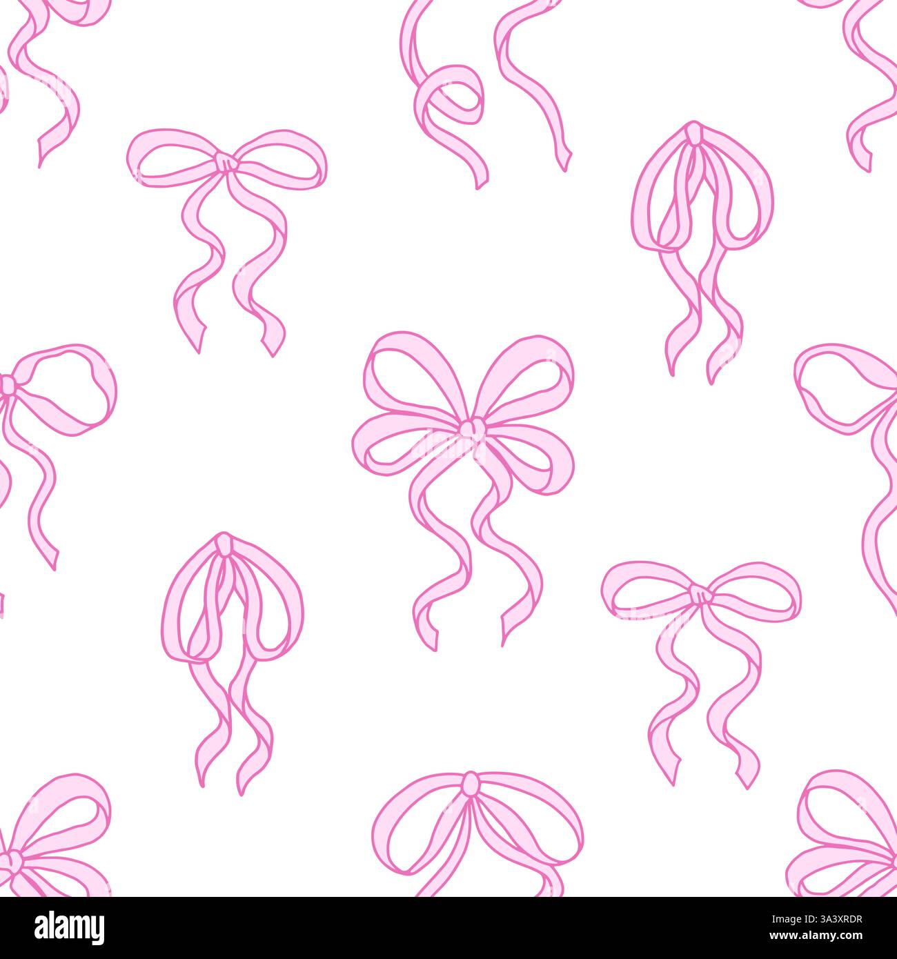 Coquette seamless pattern Pink Ribbon Bow. Pretty Girly bows on white ...