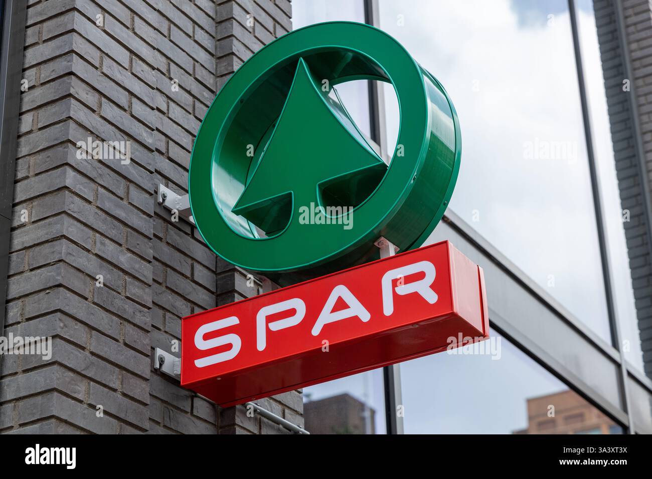 Spar logo sign at a store. groceries shop fresh products at supermarket ...