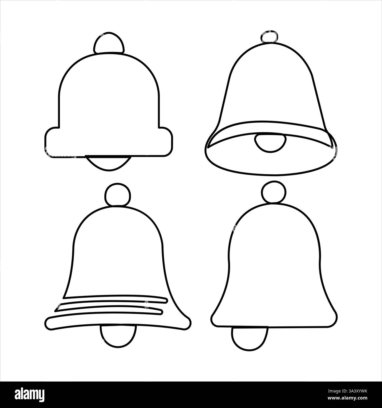 Bell set continuous one line art drawing of design. Bell linear design ...