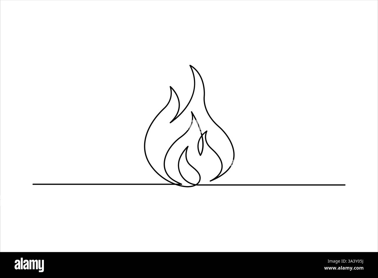 Continuous one line art drawing of fire flame shape, bonfire outline ...