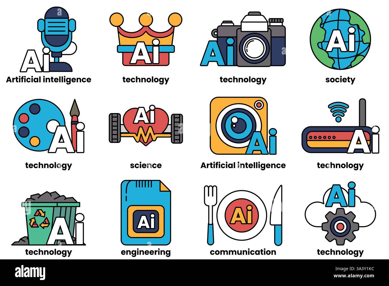 A Set of illustrations in the concept of Artificial Intelligence and ...