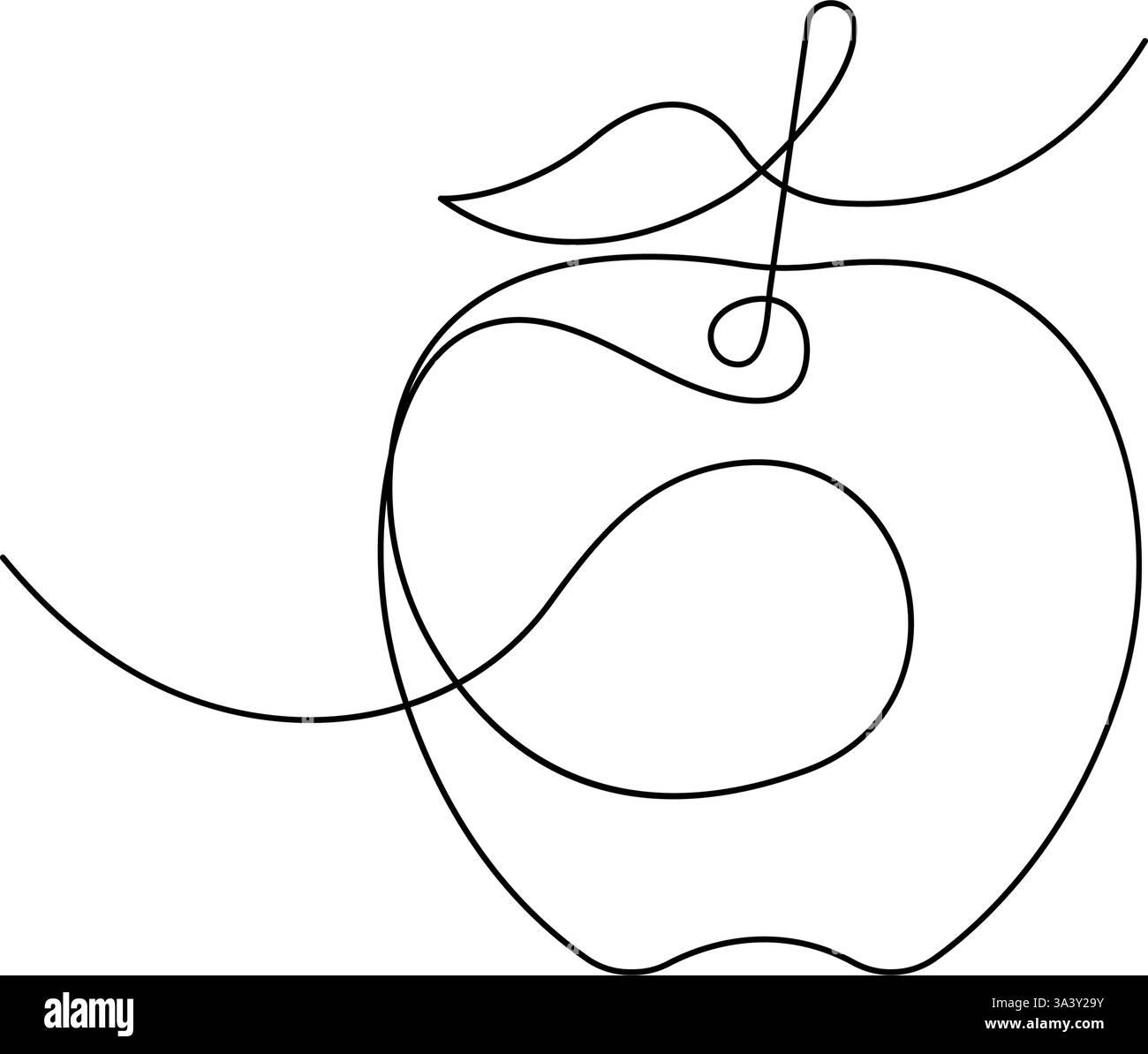 Continuous one line art drawing of apple fruit design vector ...