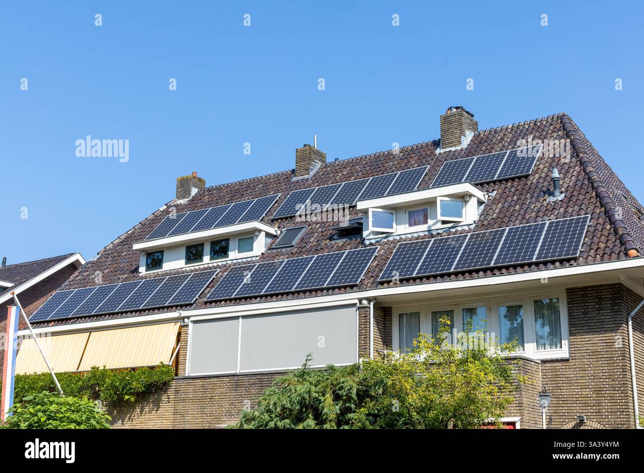 Private solar panels on the roof of old historic and monumental houses ...