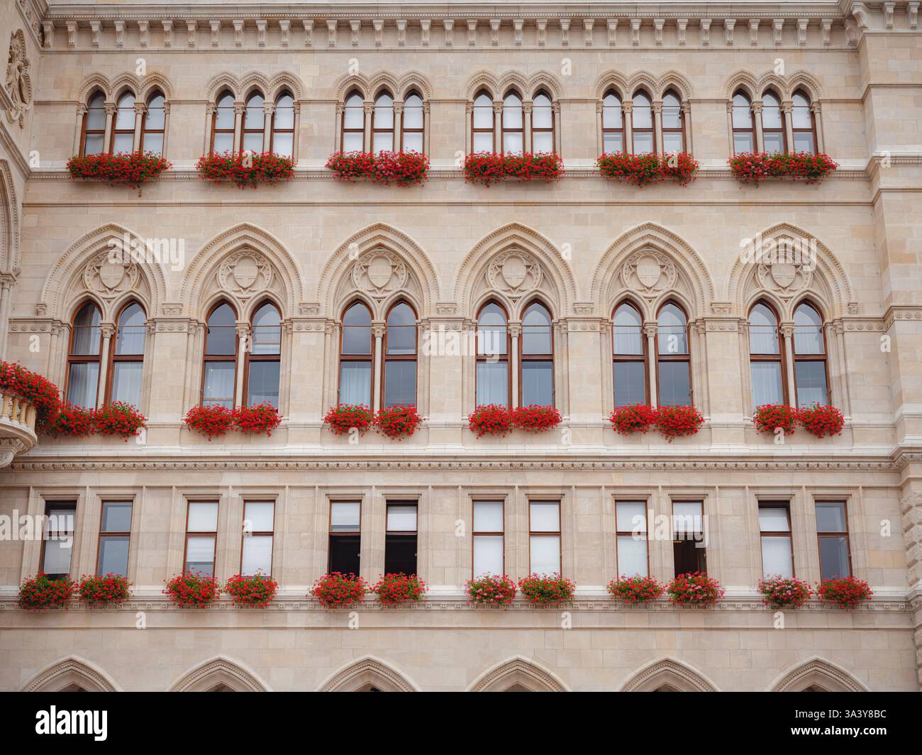Majestic Vienna Town Hall in the city center - details of historic neo ...