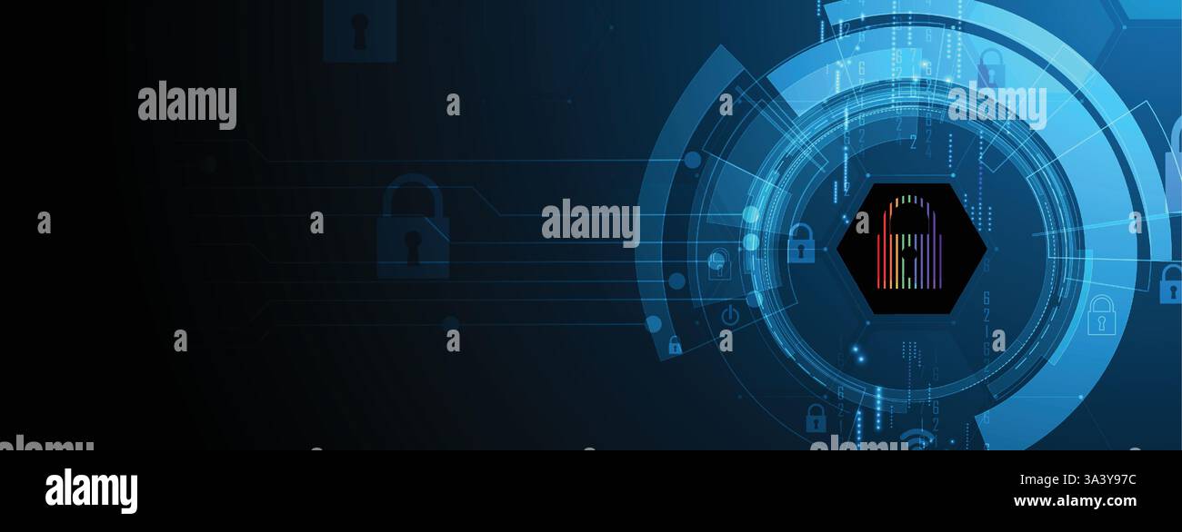 Cyber security protection devices from hacker attack Stock Vector