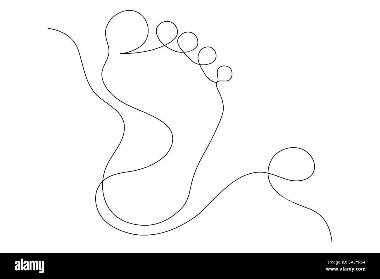 Foot sole continuous one line art of footprint isolated outline vector ...