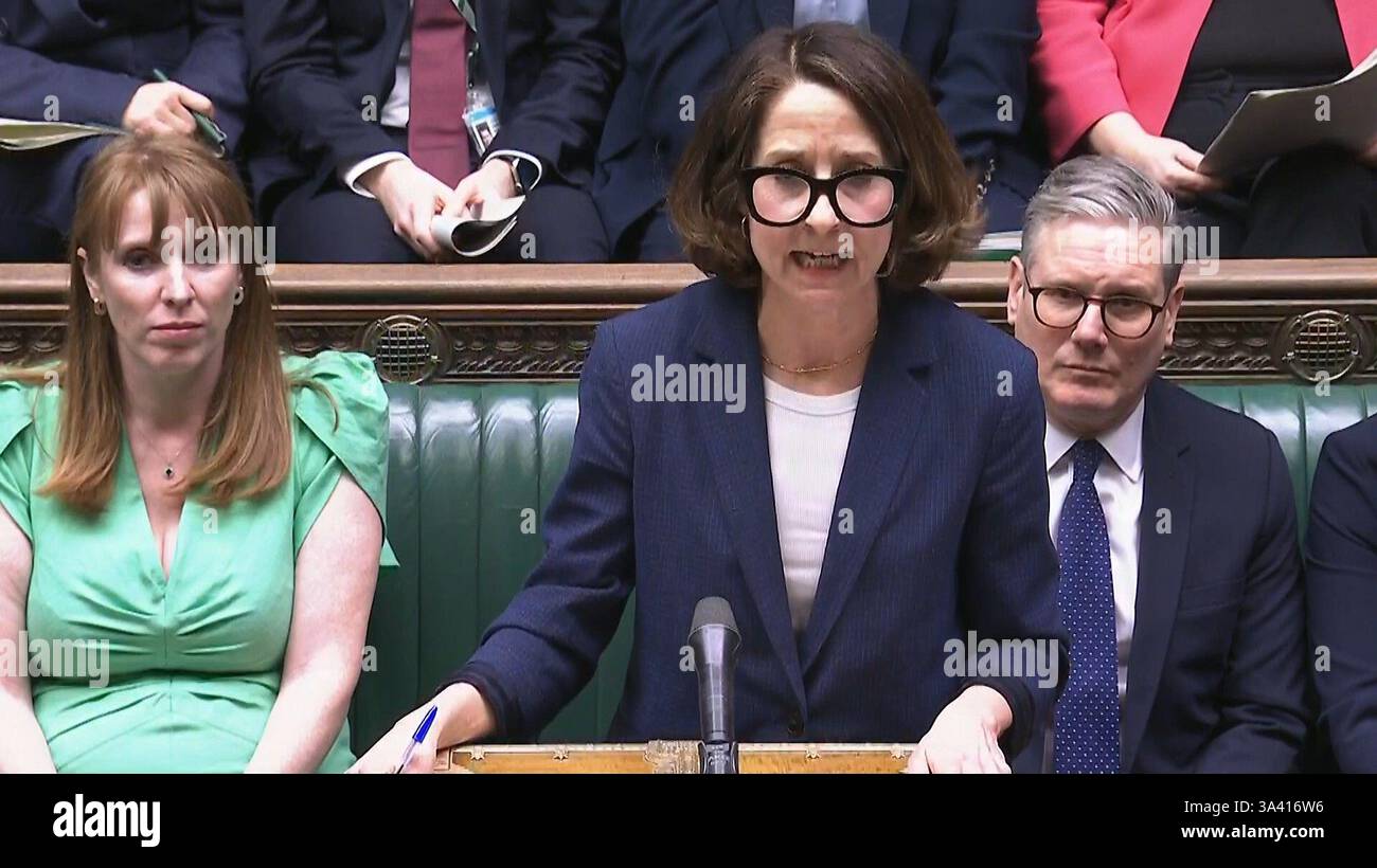 Screen grab of Work and Pensions Secretary Liz Kendall making a statement on welfare reform in the House of Commons, London. Picture date: Tuesday March 18, 2025. Stock Photo