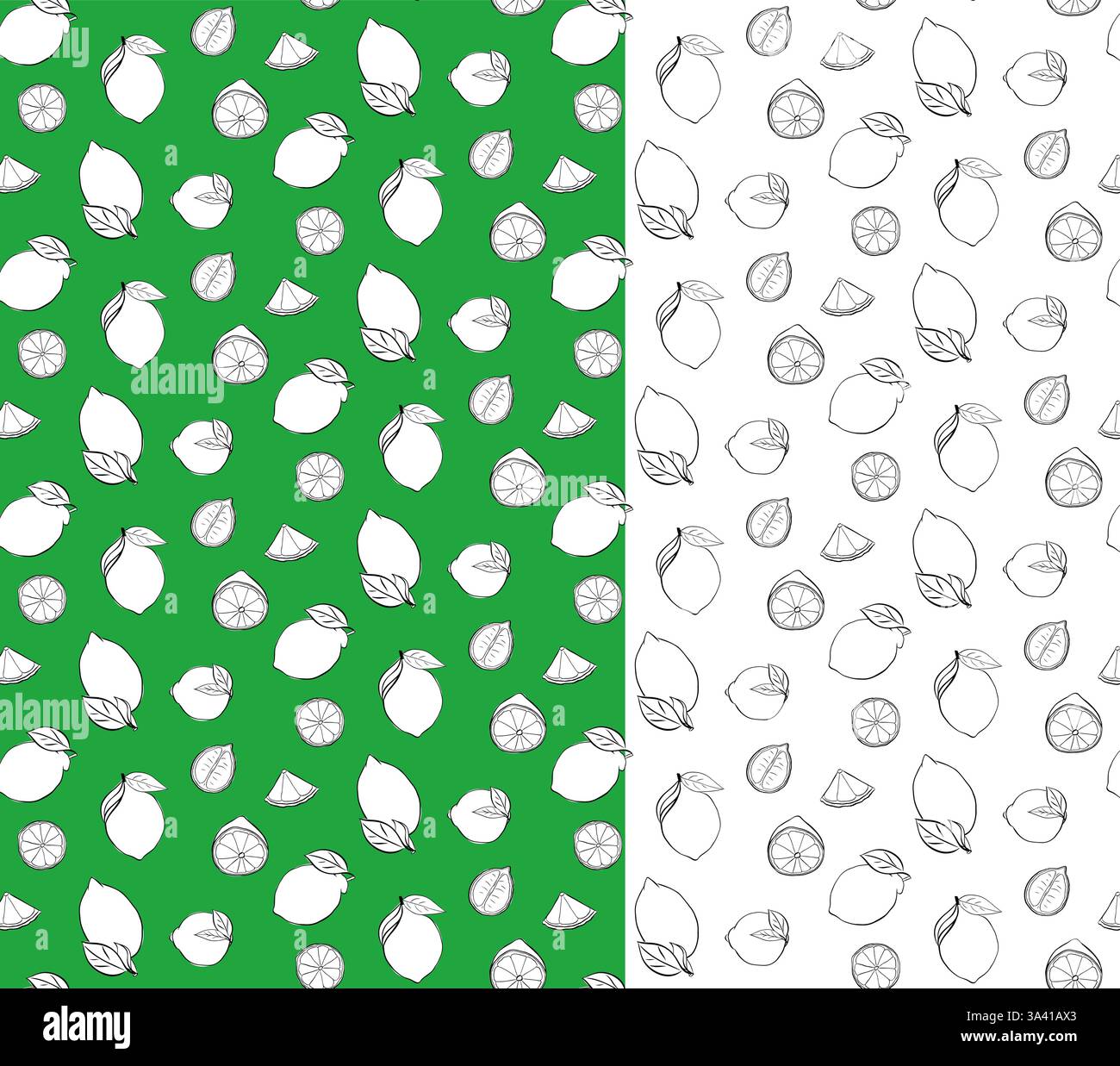 Lemons citric whole and cut with leaves seamless pattern. Vector ...