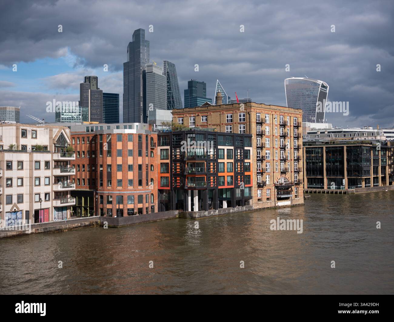 The City of London viewed from the Millennium Bridge, London, England. Stock Photo