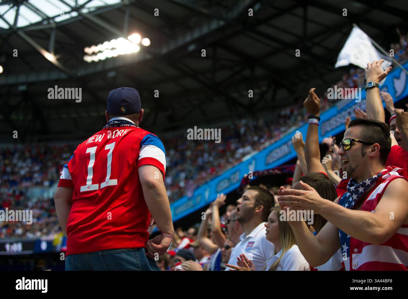 June 1, 2014 - Harrison, NJ, U.S - June 01, 2014: The American Outlaws get the crowd going during the  U.S.A. Men's National Team vs. Turkish National Team- World Cup send off match at Red Bull Arena - Harrison, NJ.  Mandatory Credit: Kostas Lymperopoulos/Cal Sport Media  (Credit Image: Â© Kostas Lymperopoulos/ Cal Sport Media)(Credit Image: © Kostas Lymperopoulos/Cal Sport Media/ZUMAPRESS.com) Stock Photo