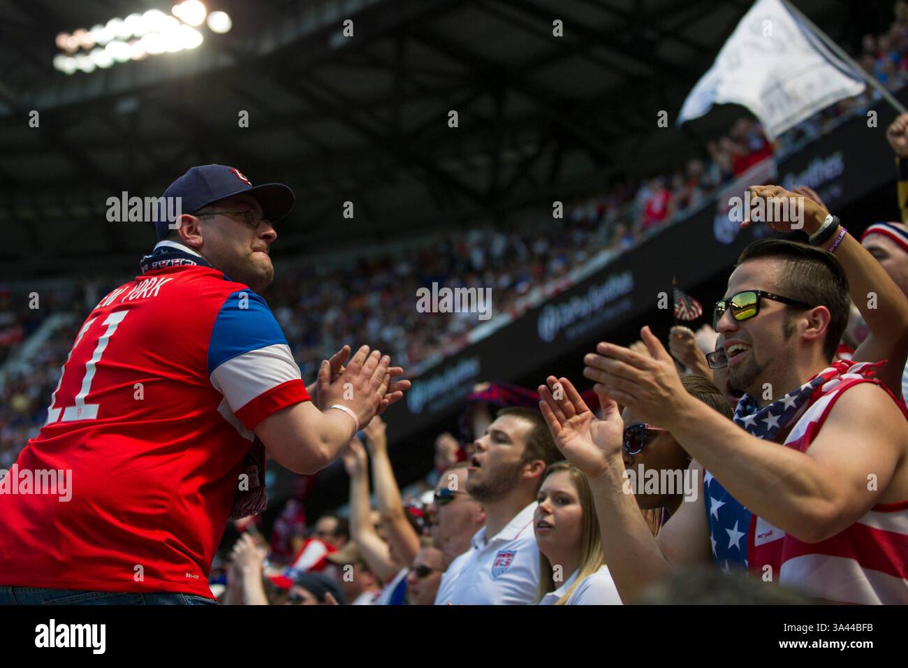 June 1, 2014 - Harrison, NJ, U.S - June 01, 2014: The American Outlaws get the crowd going during the  U.S.A. Men's National Team vs. Turkish National Team- World Cup send off match at Red Bull Arena - Harrison, NJ.  Mandatory Credit: Kostas Lymperopoulos/Cal Sport Media  (Credit Image: Â© Kostas Lymperopoulos/ Cal Sport Media)(Credit Image: © Kostas Lymperopoulos/Cal Sport Media/ZUMAPRESS.com) Stock Photo