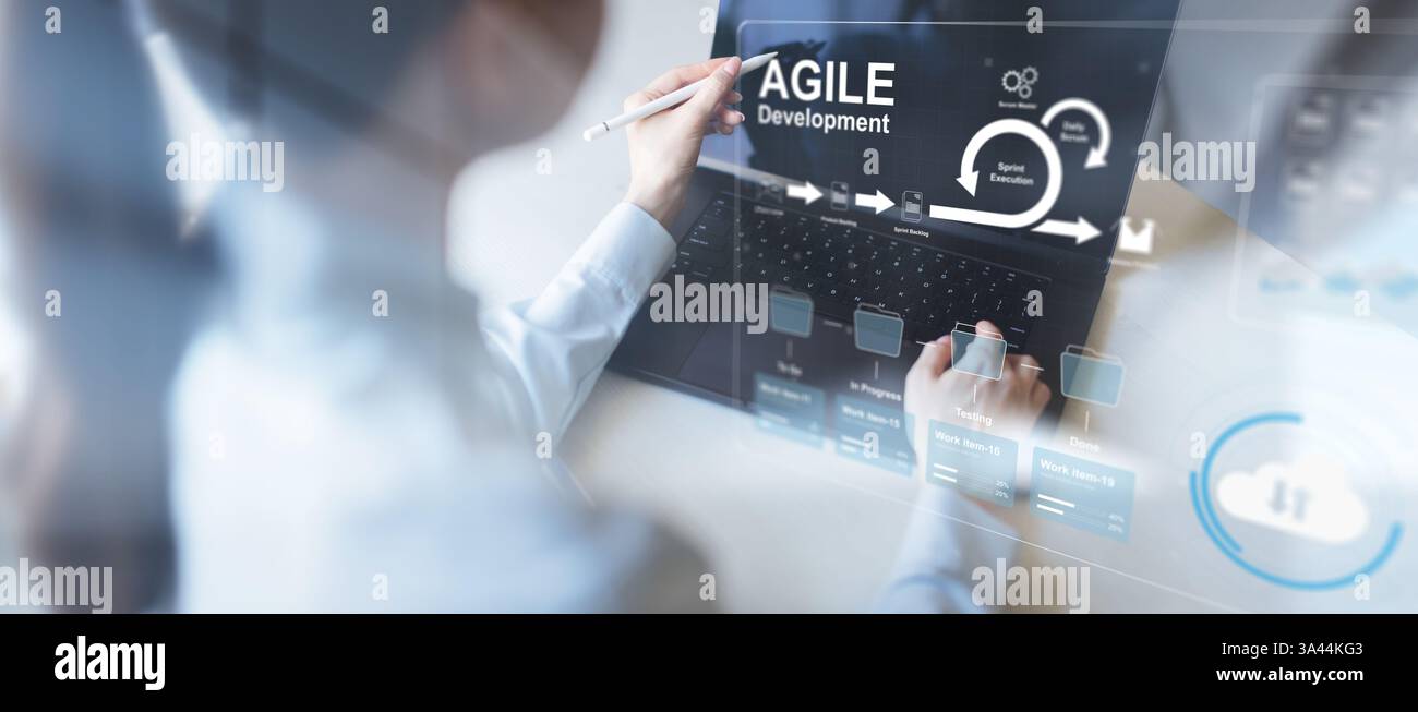 Agile Development and Sprint Execution in Digital Workflow Stock Photo ...