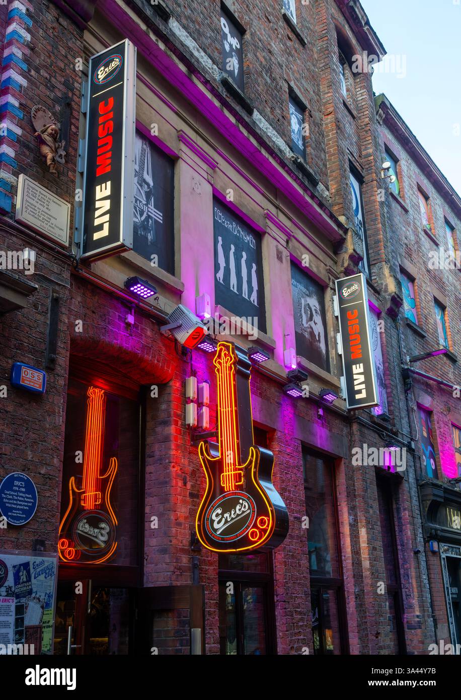 Signs outside Eric's music club, Mathew Street, city centre of ...