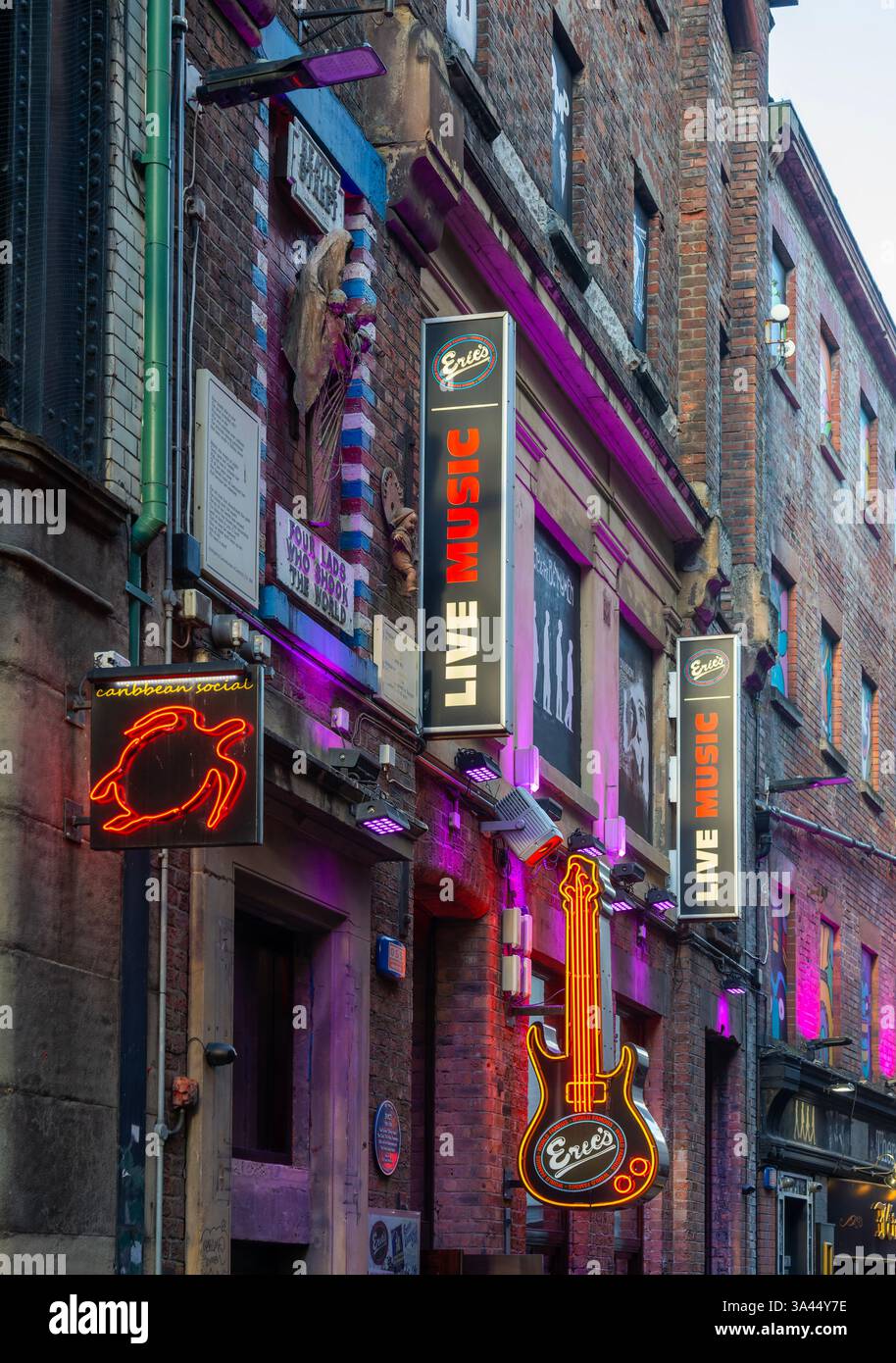 Signs outside Eric's music club, Mathew Street, city centre of ...