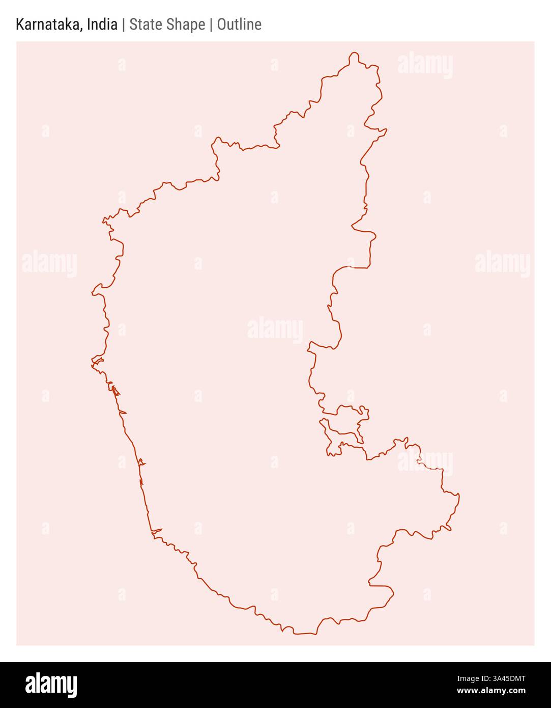Karnataka, India. Simple vector map. State shape. Outline style. Border of Karnataka. Vector illustration. Stock Vector