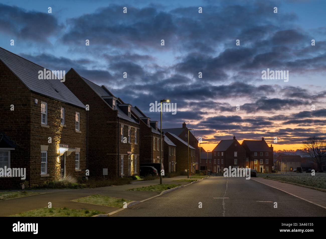 Hardwick Hill at dawn in the frost. Banbury, Oxfordshire, England Stock Photo
