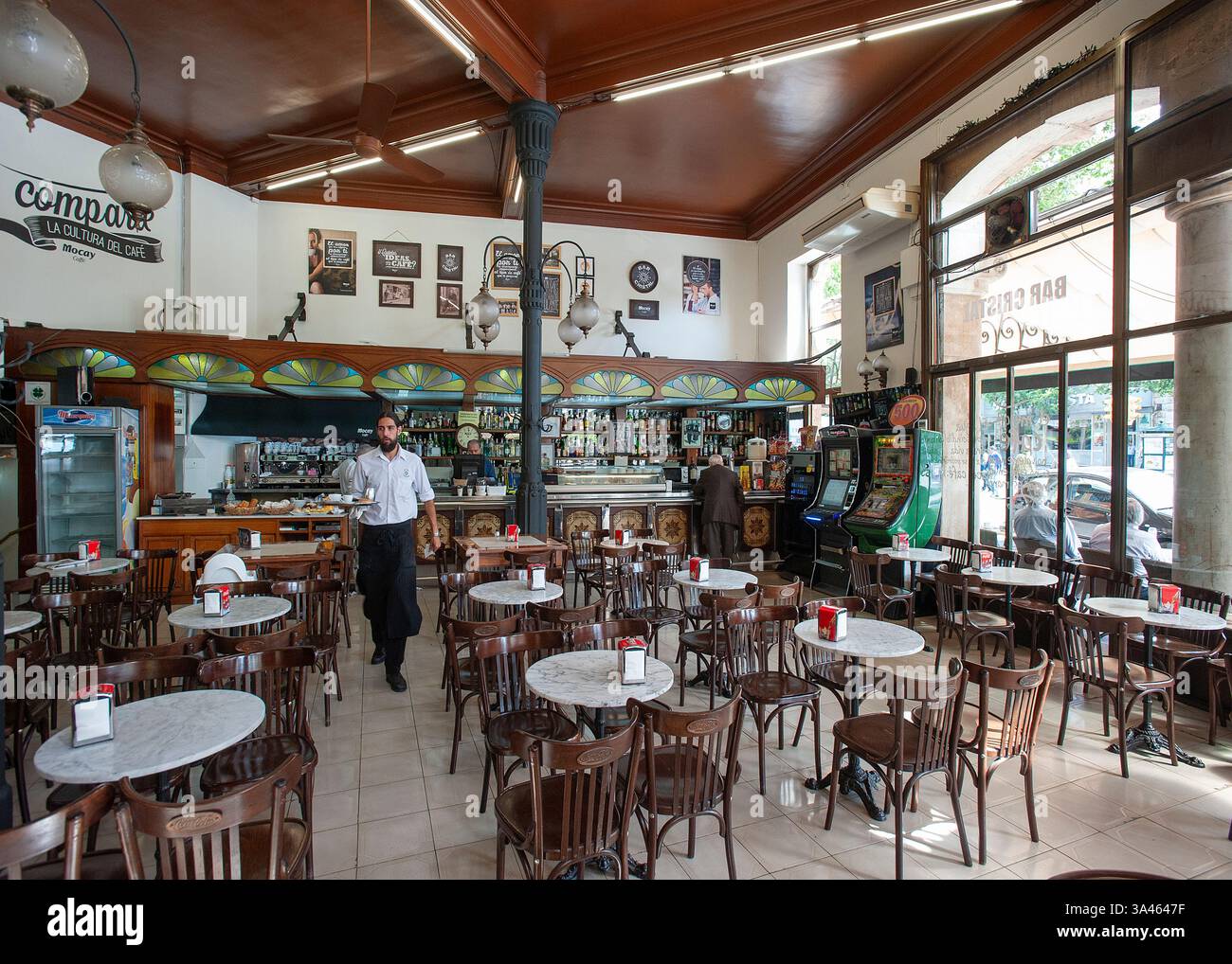 Bar Cristal interior, Plaza España, Palma Mallorca, Balearics, Spain Stock Photo