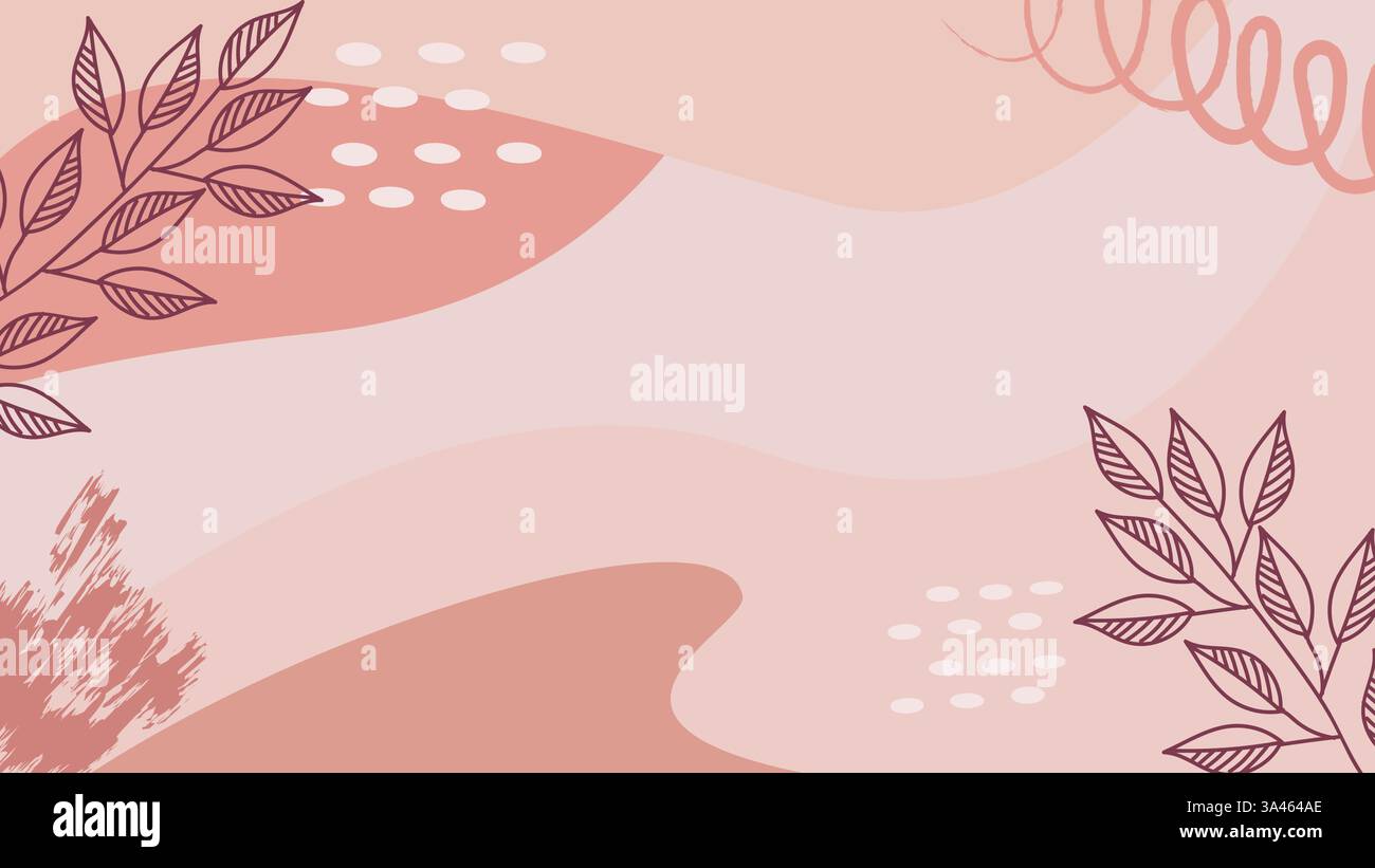 Beautiful abstract floral background with soft pink tones, elegant leaves, and artistic patterns—perfect for designs, cards, wallpapers, and more. Stock Vector