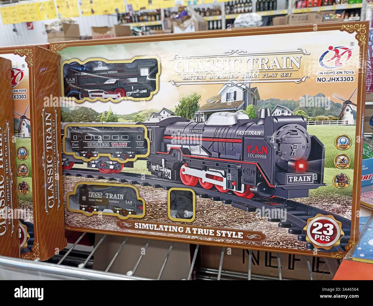 Classic train set box with battery operated model display in store ...