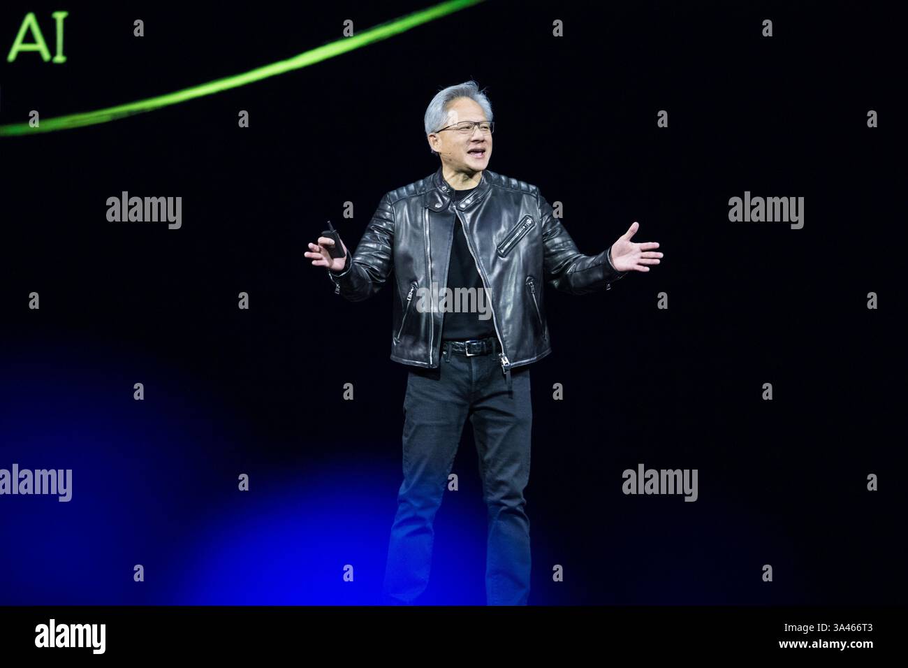 CEO Jensen Huang talks during the keynote address of Nvidia GTC Tuesday ...