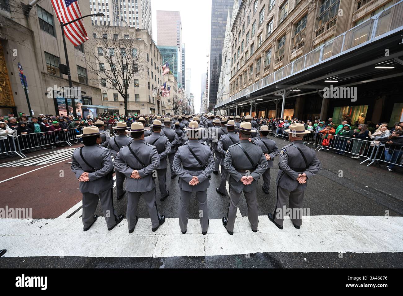The New York State Troopers march in the St. Patrick's Day Parade ...
