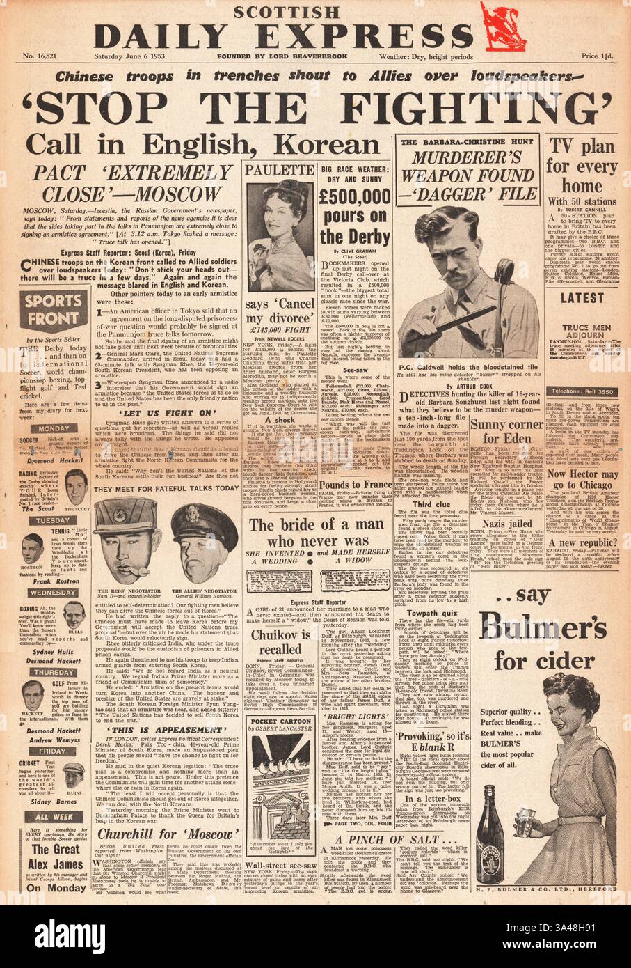 1953 daily express korean war and truce hi-res stock photography and ...