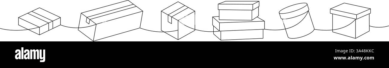 Delivery boxes one line continuous drawing. Cargo boxes. Vector ...