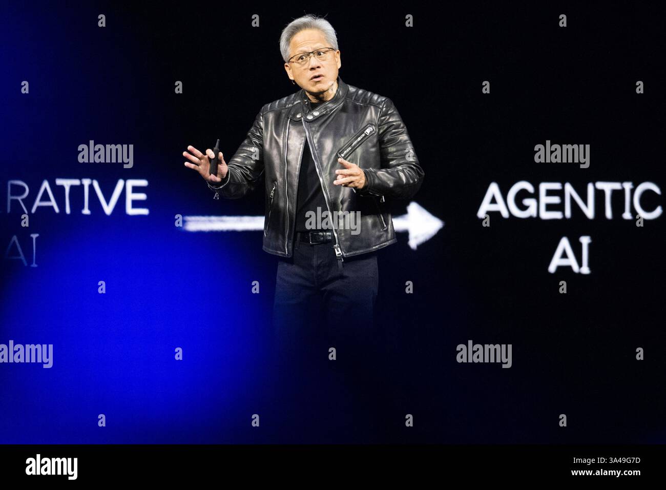 CEO Jensen Huang talks during the keynote address of Nvidia GTC Tuesday ...