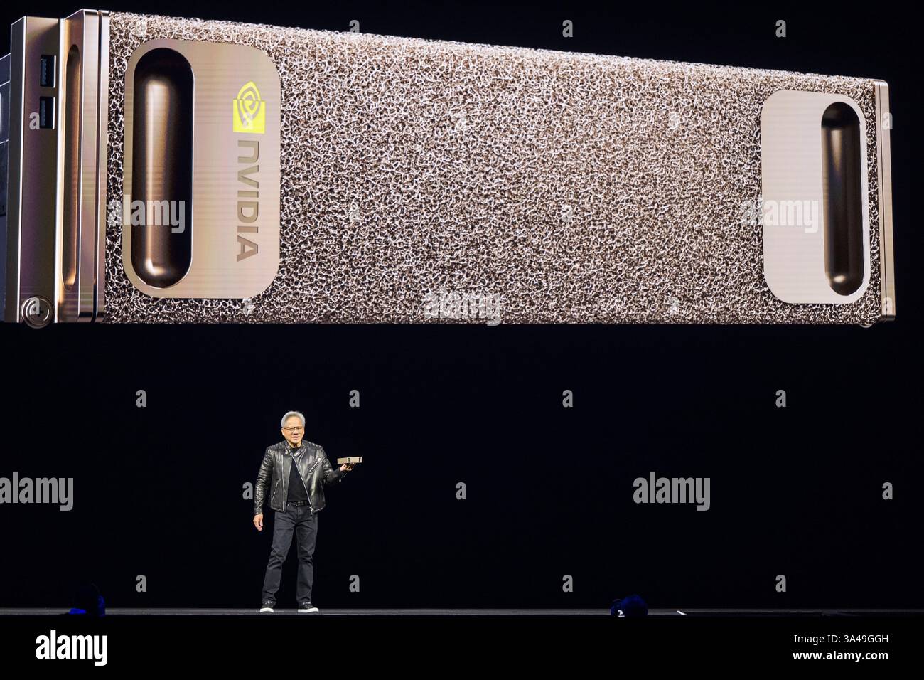 CEO Jensen Huang talks during the keynote address of Nvidia GTC Tuesday ...