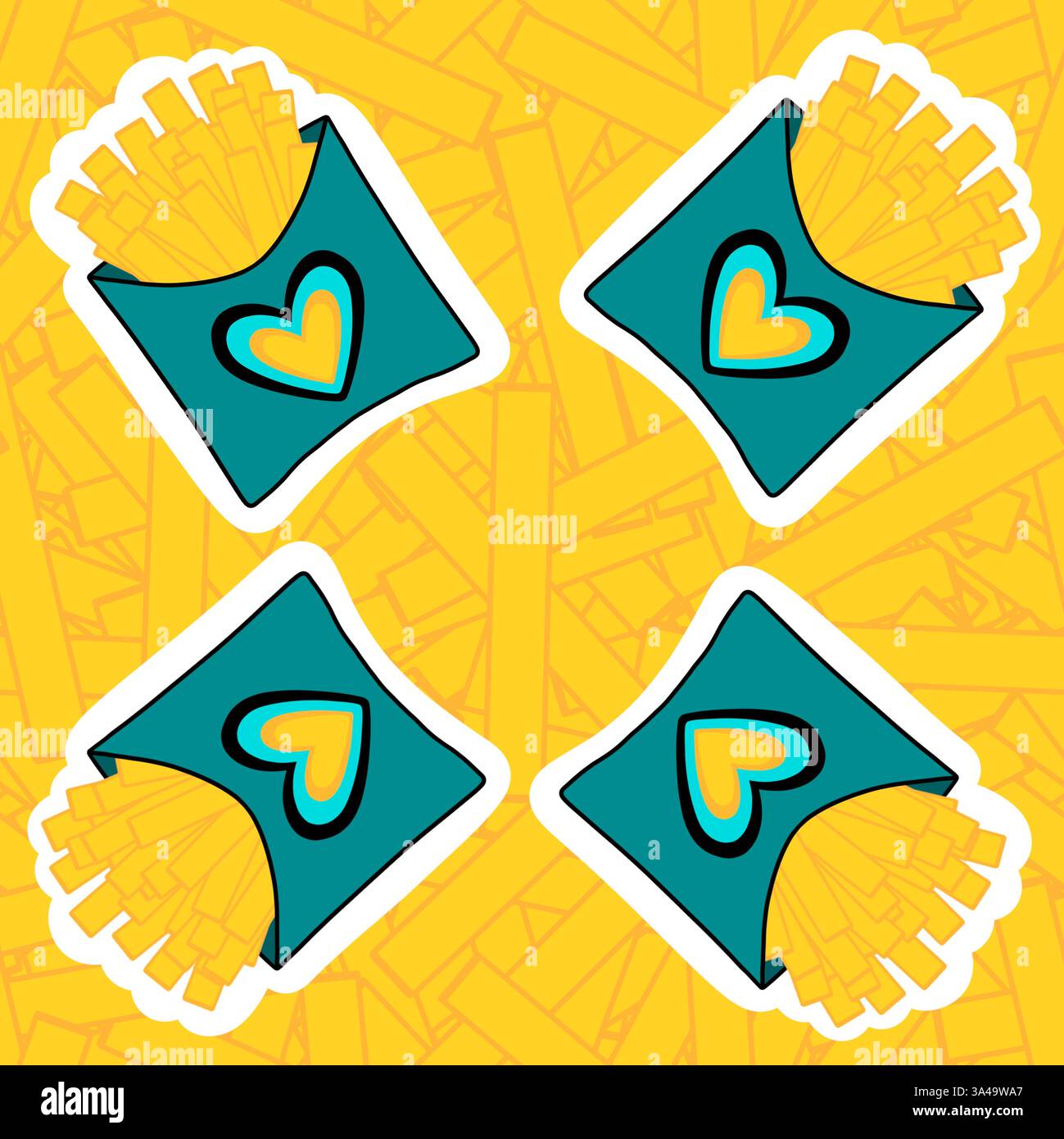 French Fries Cartoon Print Pattern Floor Mat