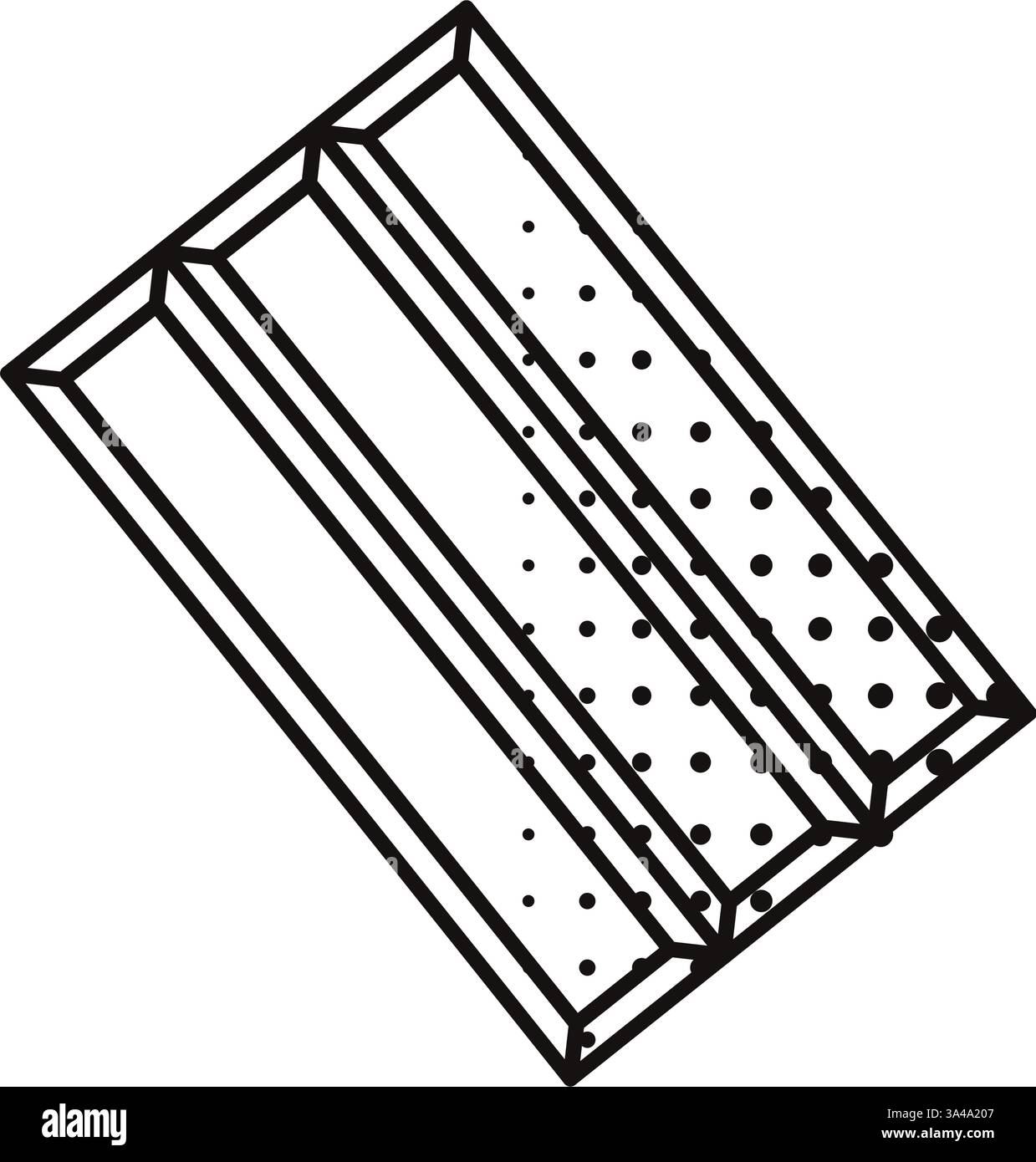 Three segment chocolate bar in isometric outline. Vector Stock Vector