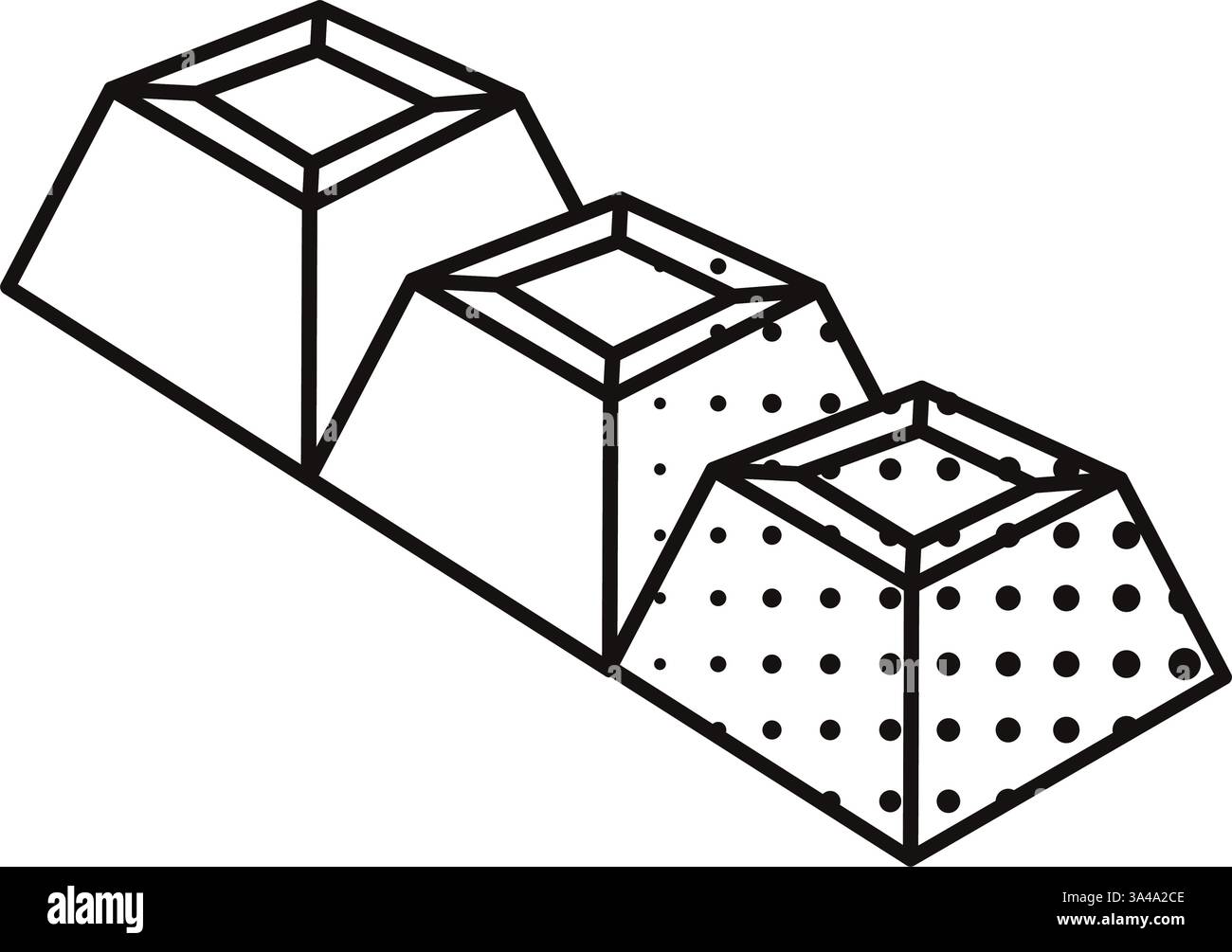 Outlined chocolate bar with three joined squares. Vector Stock Vector