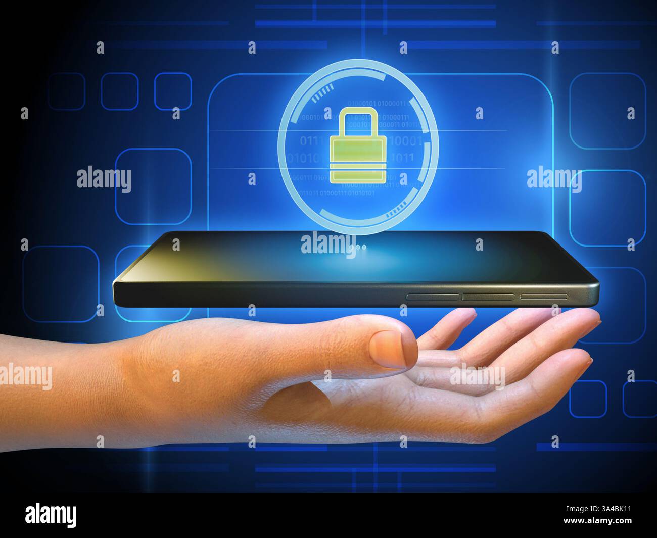 Protecting your digital data in an online environment. Digital illustration, 3D render. Stock Photo
