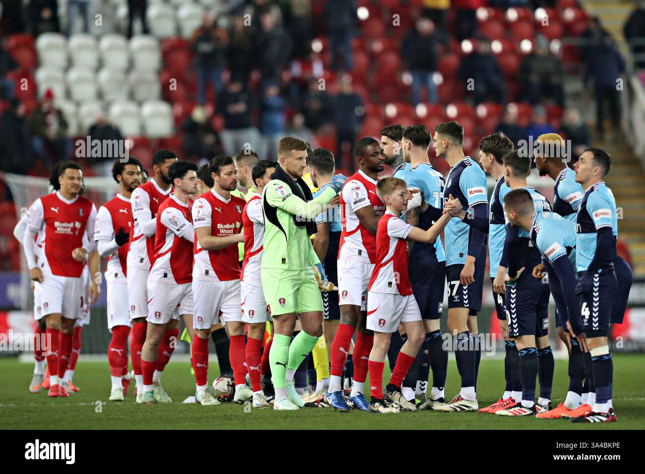 Both teams shake hands before the Sky Bet League 1 match Rotherham ...