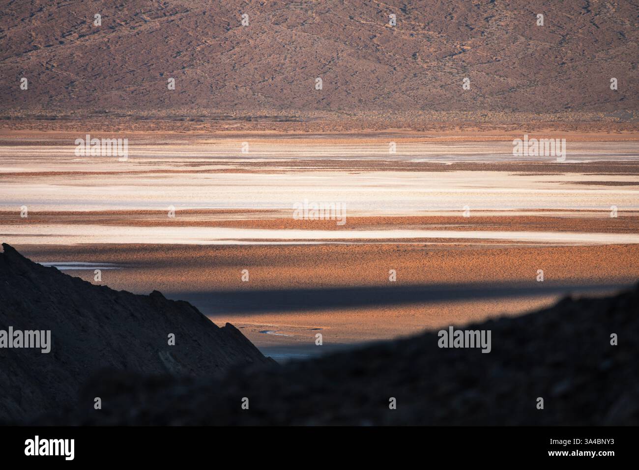 Morning view of Badwater Basin in Death Valley National Park, California. Stock Photo