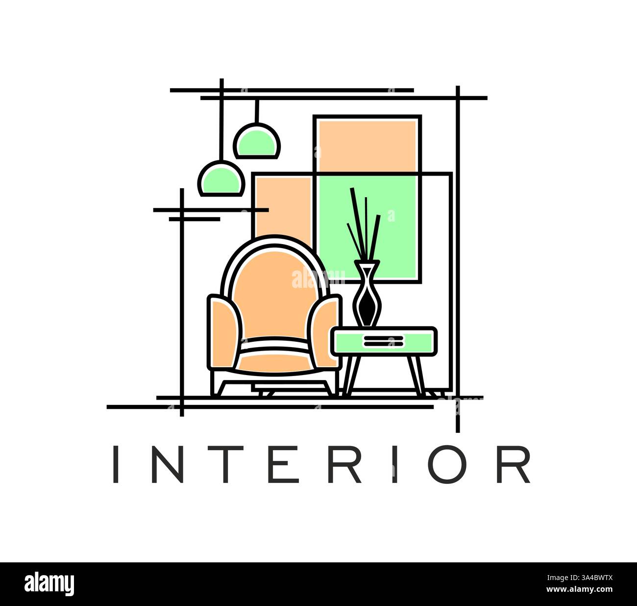 Home interior icon for design studio of furniture and decor store ...