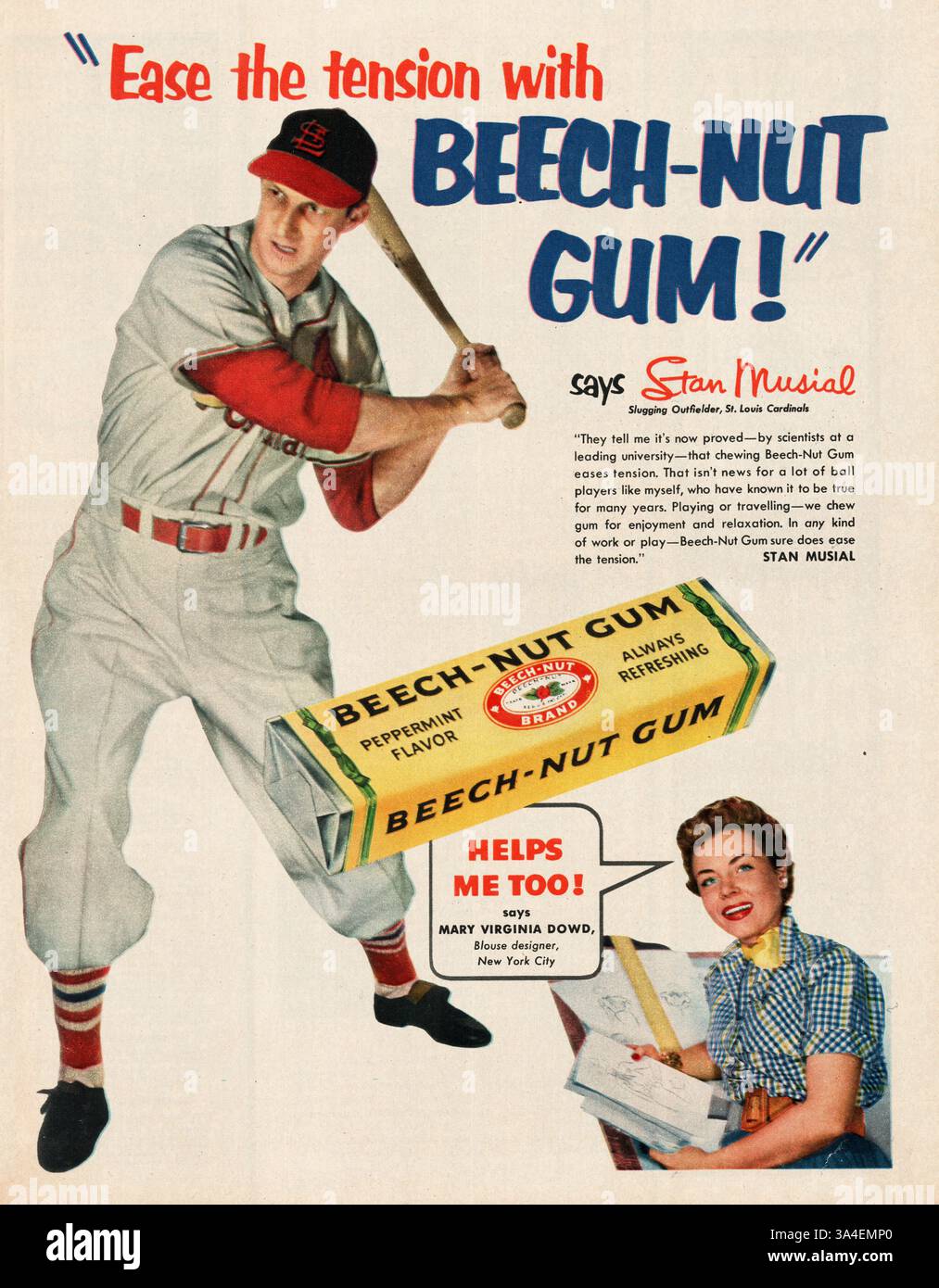1953 U.S. Magazine Beech-Nut Gum Advert Stock Photo