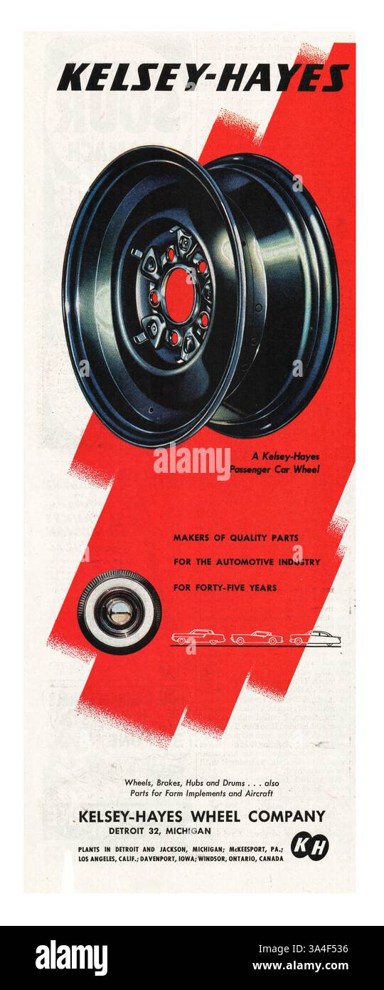 1953 U.S. Magazine KelseyHayes Wheels Advert Stock Photo Alamy