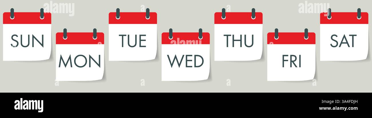 7 days of the week calendar icon set. 3D realistic vector illustration ...