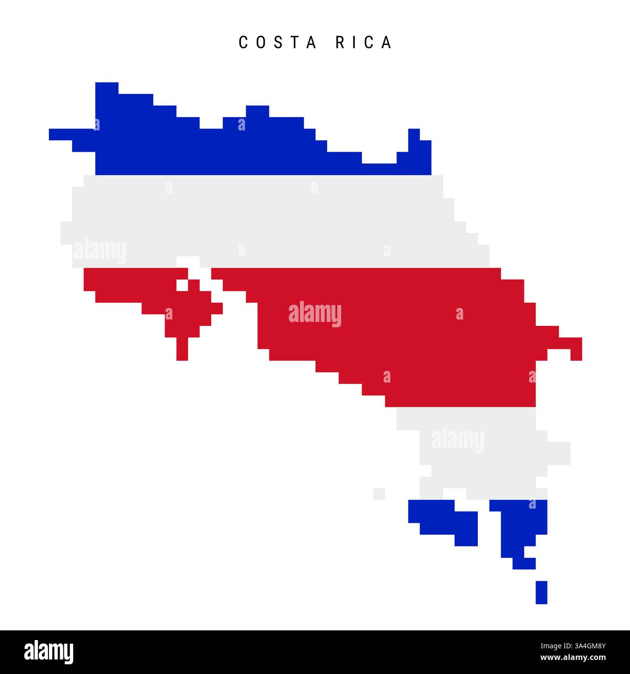 Costa Rica pixel flag map icon. 8 bit pixel art Costa Rican map covered ...