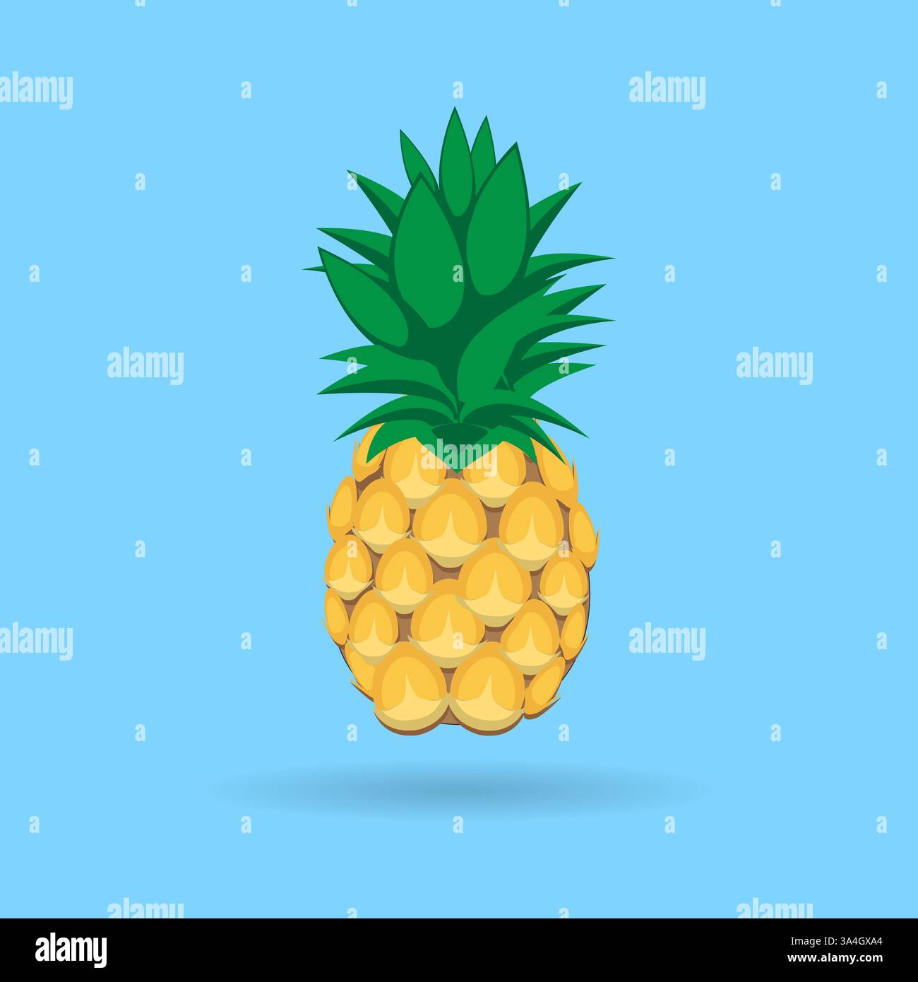 pineapple fruit contour abstract seamless pattern on aqua blue ...