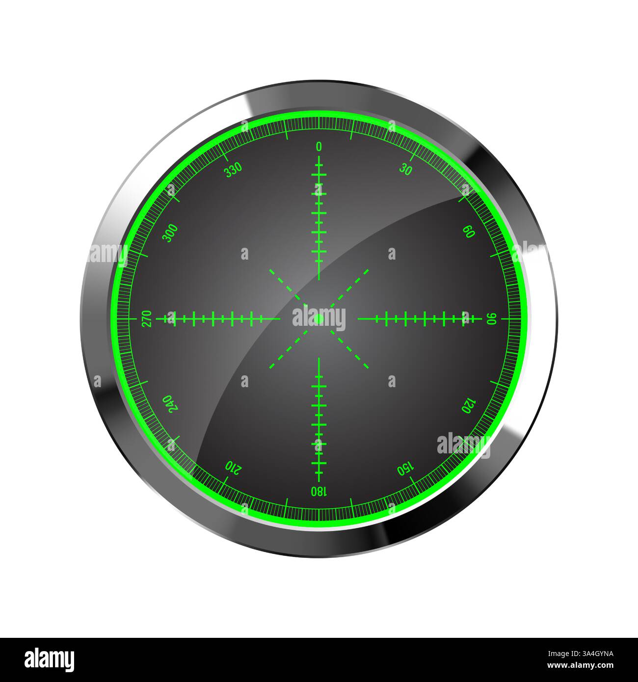Chrome weapon night sight, sniper rifle optical scope. Hunting gun ...